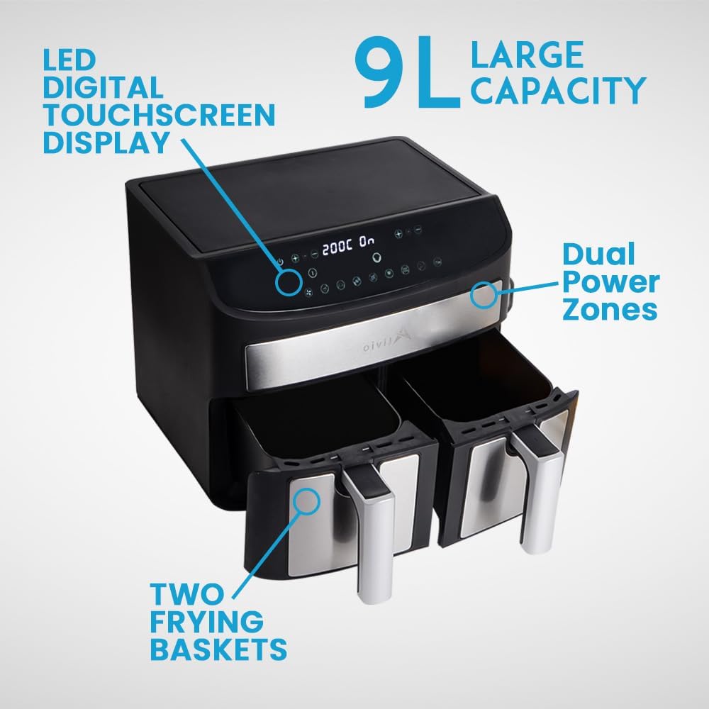 Alivio 9L dual basket air fryer - Image 2